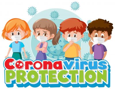 cartoon-kids-with-coronavirus-protection-theme-vector